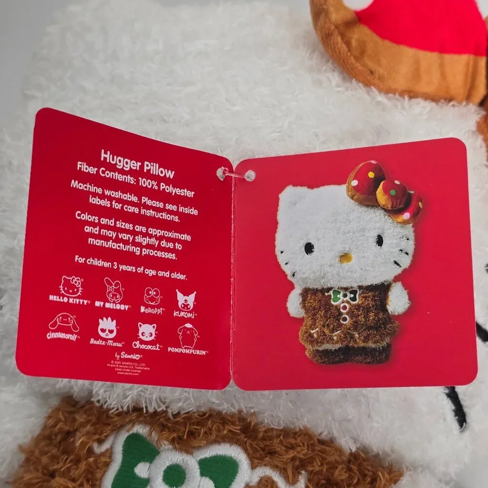 Hello Kitty Gingerbread Plush‎ Hugger Pillow Sanrio 2024 NEW Polka Dot Bow